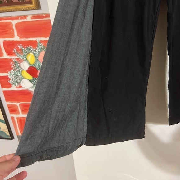 Palma Leone black/gray elastic waist wide leg pants - Picture 2 of 9